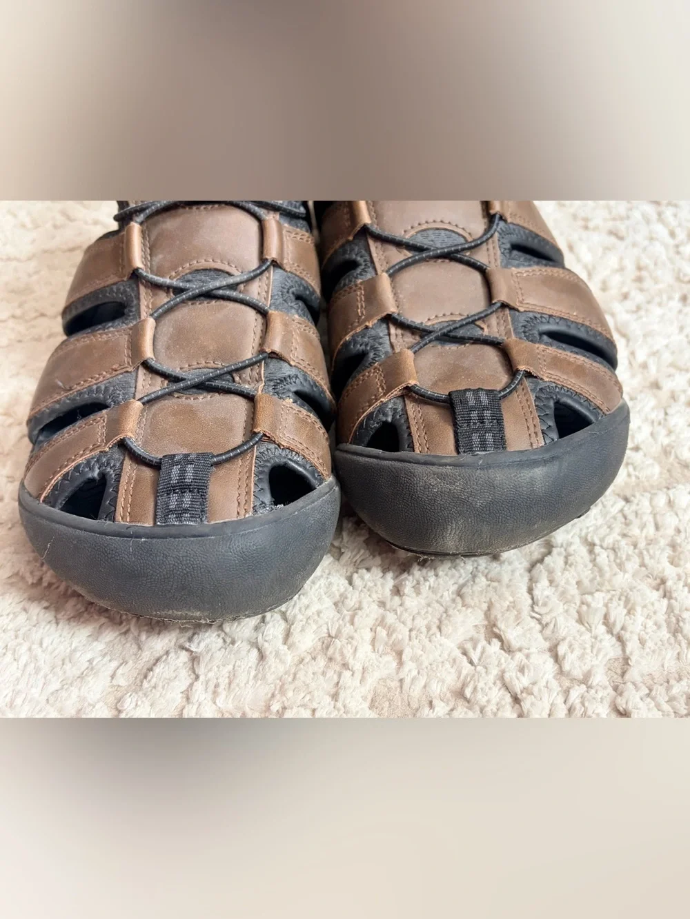 Khombu Brown & Black Travis Hiking Men's Fisherman Sandals w Toggle Lacing 11M - Picture 10 of 12